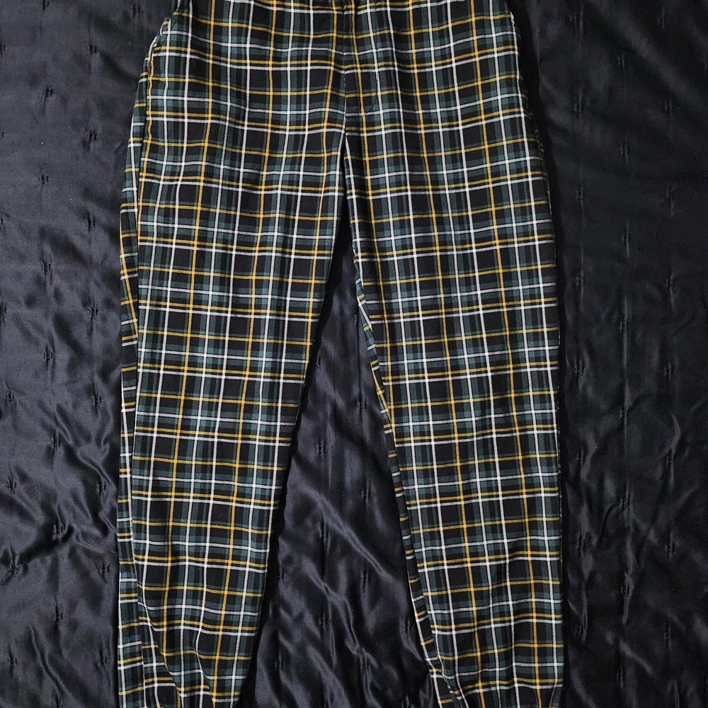 Almost Famous Black and White Joggers with Classic Plaid Design